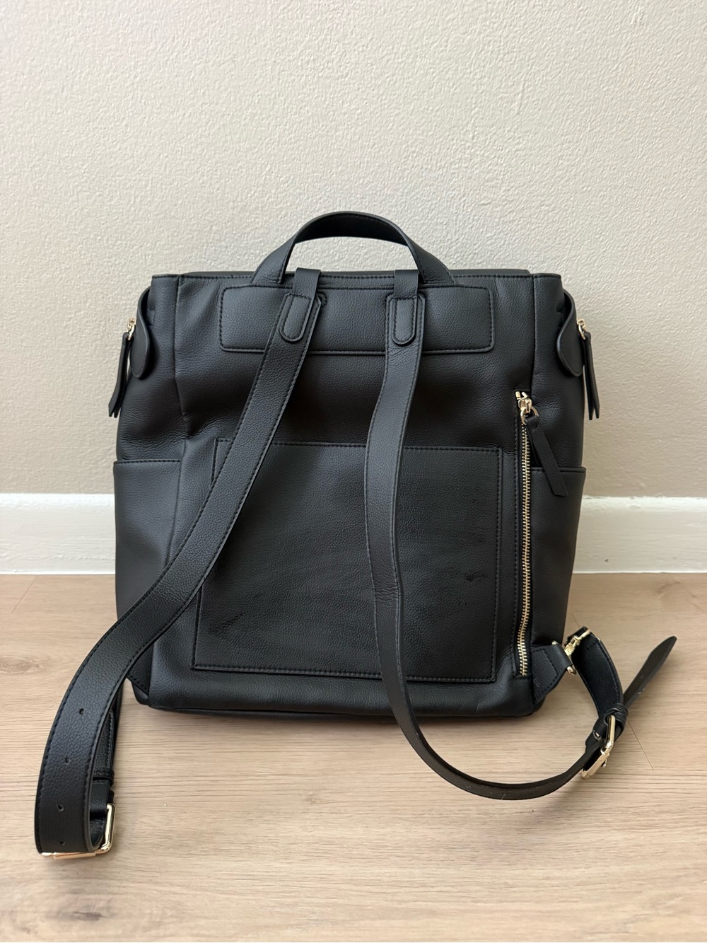 Mina Baie Black Vegan Leather Baby Backpack - Picture 7 of 7